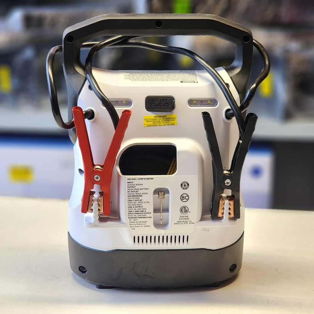 1400A Jump Starter, Compressor, USB and AC Power (VECJ14C) 1400A Jump Starter, Compressor, USB and AC Power (VECJ14C)